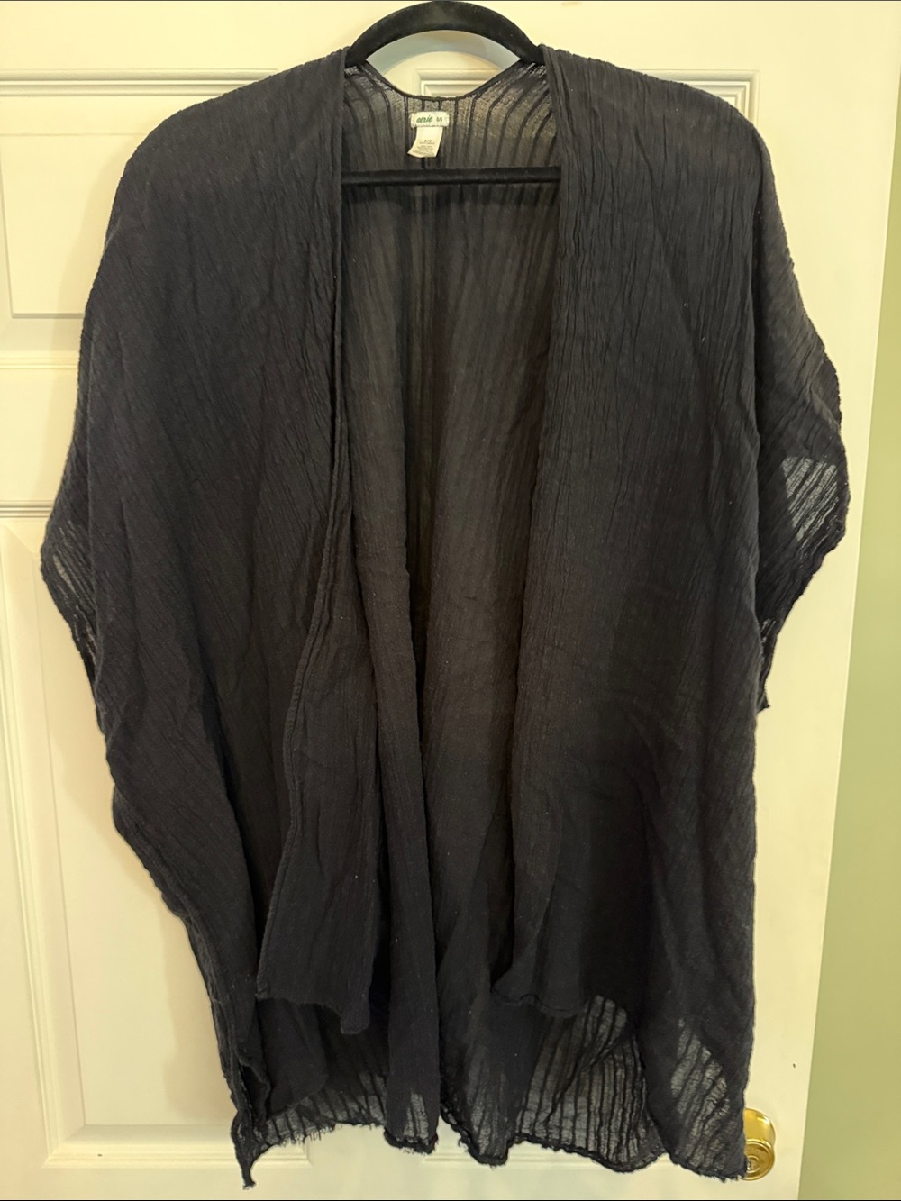 aerie Black Lightweight Crinkle Swim Coverup